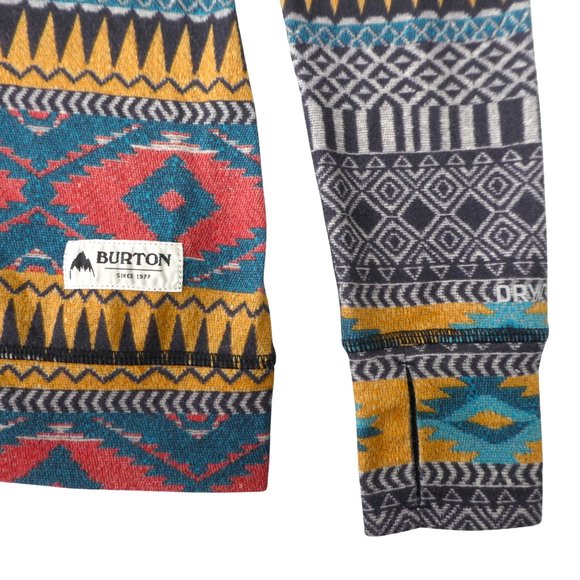 Burton Dayride Midweight Long Neck Thermal Aztec Pullover Top Cuff Thumb Hole XS - Picture 6 of 10